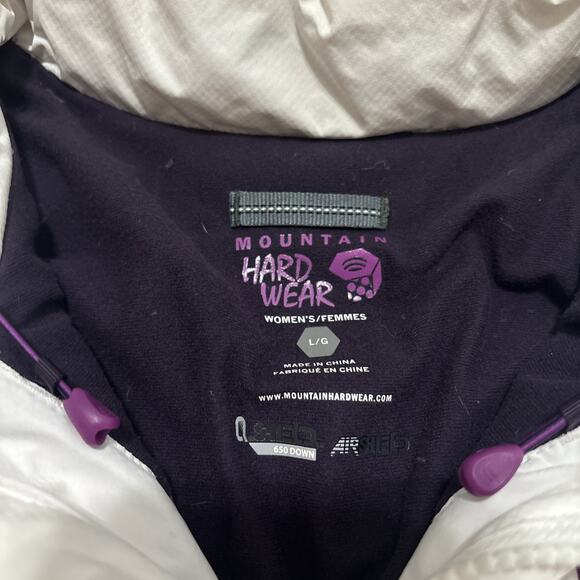 Mountain Hardware Women's Down Puffer 650 Down Jacket Recco White Pink Parka - Picture 3 of 12